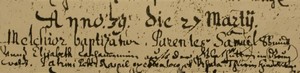 acte de baptme de Malchior Schmid en 1639