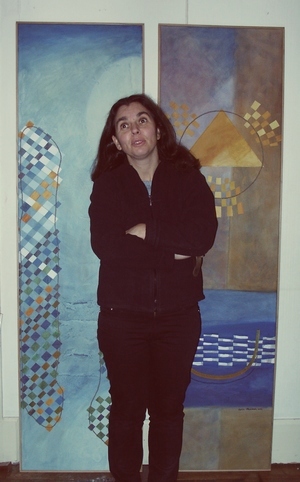 Sylvie Christophe  l'atelier lors de la ralisation du quadriptyque.