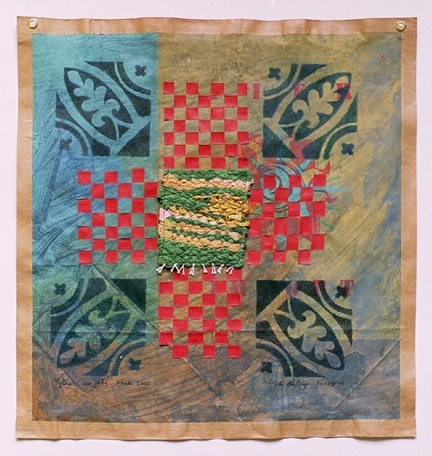 Sylvie Christophe, Motif de dallage, acrylique sur papier de rcupration et tissage, 2000.